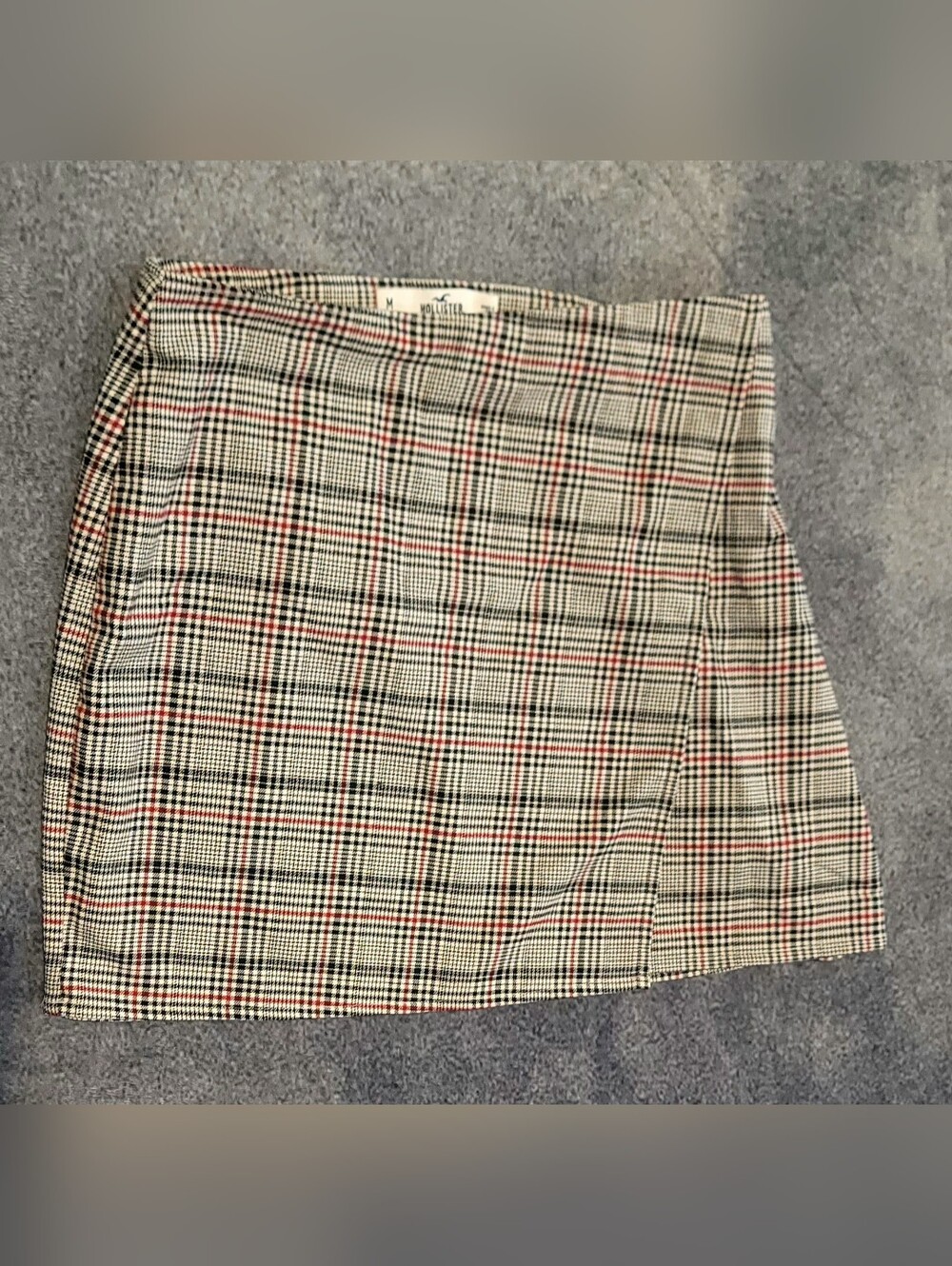 Hollister Mini Skirt Plaid Women Size Small Side Zip White Red Black Flap Front